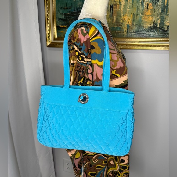 Vera Bradley Quilted Turquoise Shoulder Bag and Wristlet Wallet Phone Purse. - Picture 2 of 16